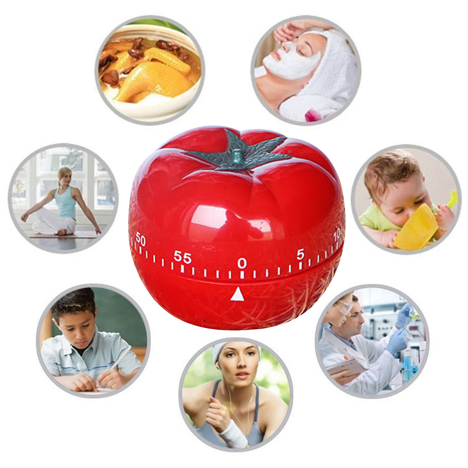 Mechanical Timer Office Cute Timer Kitchen Timer Cute Tomato Shape 1-60 Minute Countdown Mechanical Alarm Clock for Cooking Baking and More