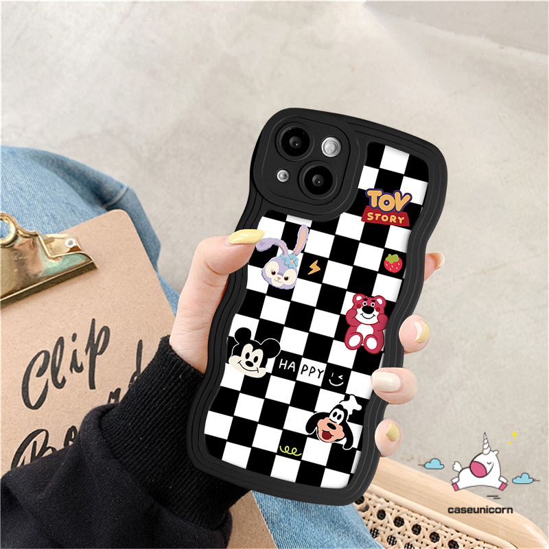Oppo A57 A54 a17k A78 A58 A95 A17 A15 A16 A96 A7 A74 A12 a16s A5S A55 A76 a1k A77 A3S A5 A9 a16k a77s A53 A52 RENO 8t 8 5F 7Z 6 bàn cờ dễ thương khủng long hoạt hình cười cạnh lượn sóng vỏ mềm