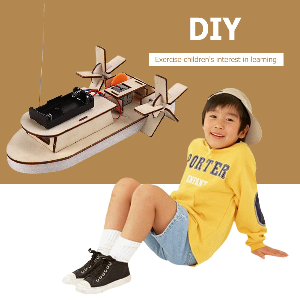 DIY Paddle Wheel Ship Model Kids Students Remote Control Assembling Toys
