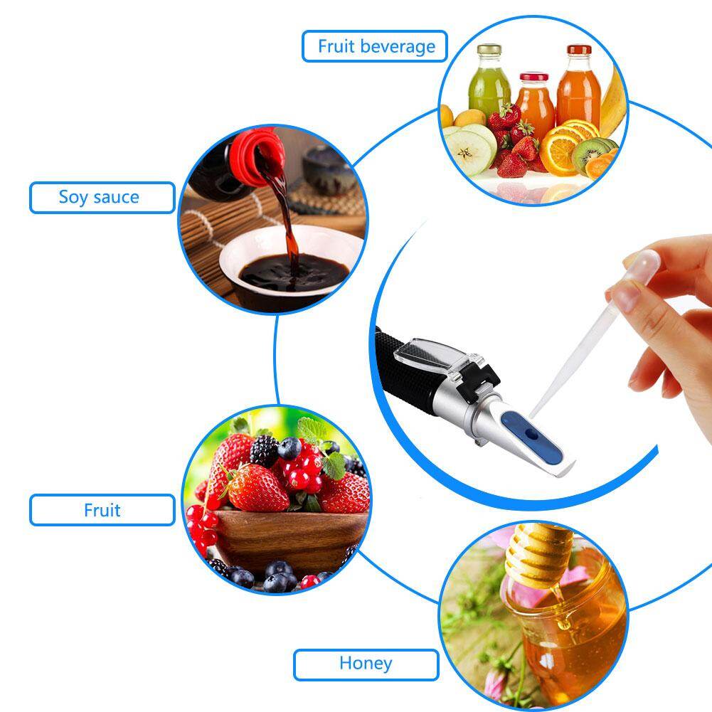 Yieryi Cầm Tay 0-80% Brix Khúc Xạ ATC Tập Trung Cao Đường Công Cụ Test Trái Cây Vị Ngọt Đồng Hồ