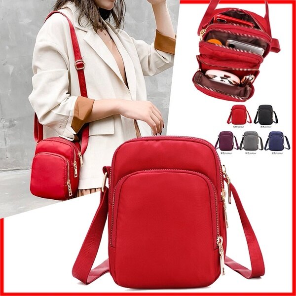 Mode Shop New Women's Fashion Multipocket Crossbody Bags Nylon Mobile Phone Bag Change Shoulder Bag