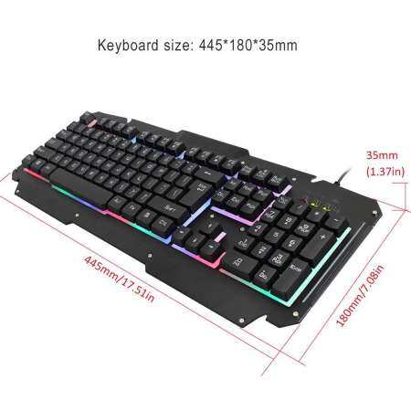 Rodeal สายรุ้ง backlit คีย์บอร์ดสำหรับเล่นเกมแบบมีสาย, LED 104 คีย์ USB ERGONOMIC ส่วนที่เหลือสำหรับพอร์ตคอมพิวเตอร์แบบมินิ Gamer