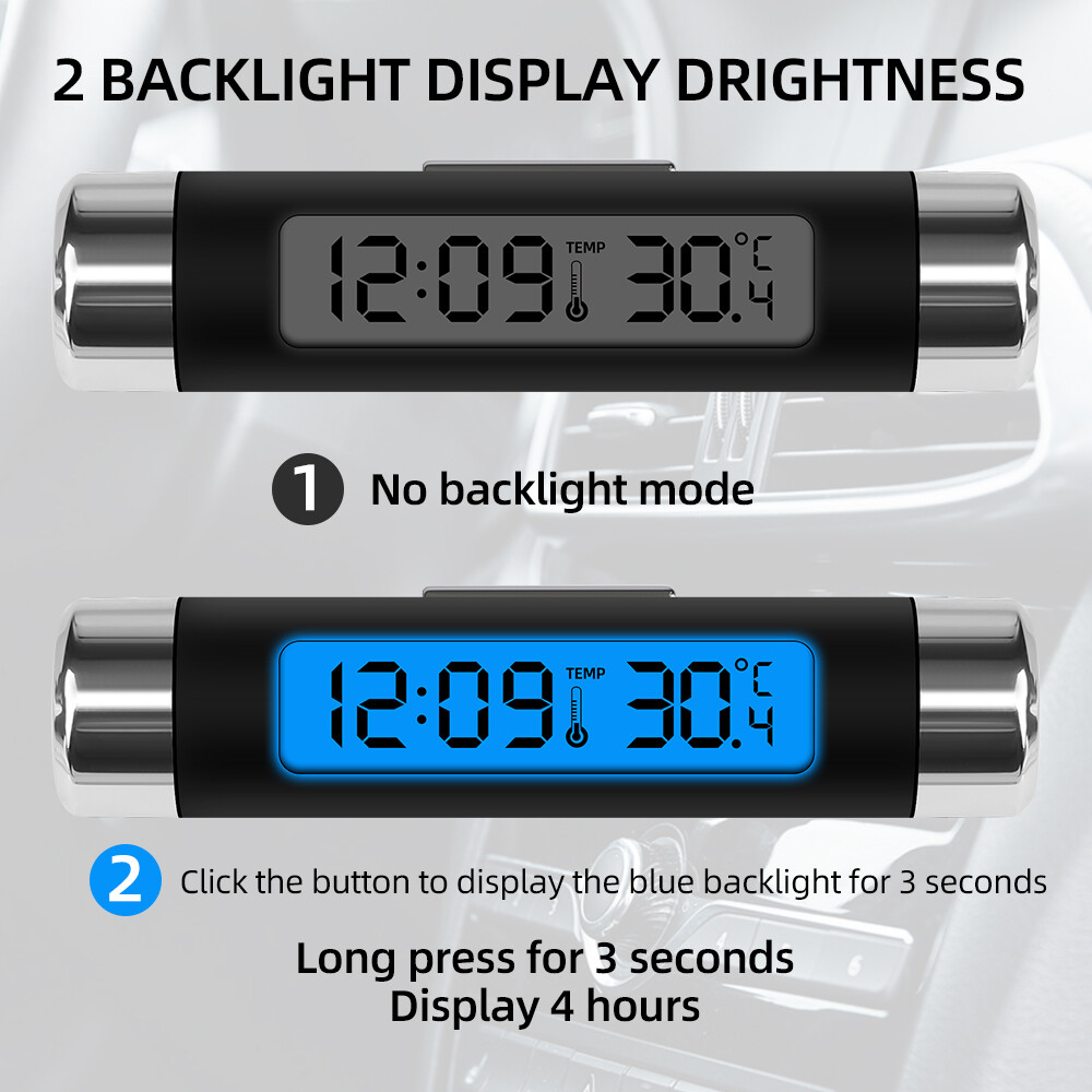 Kebidumei 2 in 1 Car Digital LCD Clock/Temperature Display Electronic Clock Car Digital Time Clock Car Accessory