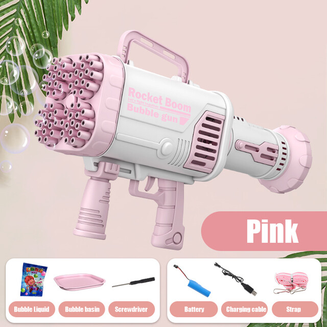 TOYSMARS Big Rocket Launcher Bubble Machine 60 / 64 Holes Bubble Toy Bubble Toy Automatic Bubble Maker Machine Electric Bubble Toy Children's Bubble Fun for Summer Outdoor Birthday Christmas Gift for Kid Teen Boy and Girl