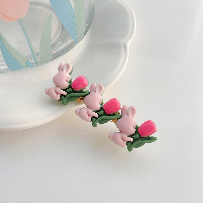 New Korean Hair Clip Fasion Cute Pink Rabbit Hairpin For Woman Girls Hair Accessories
