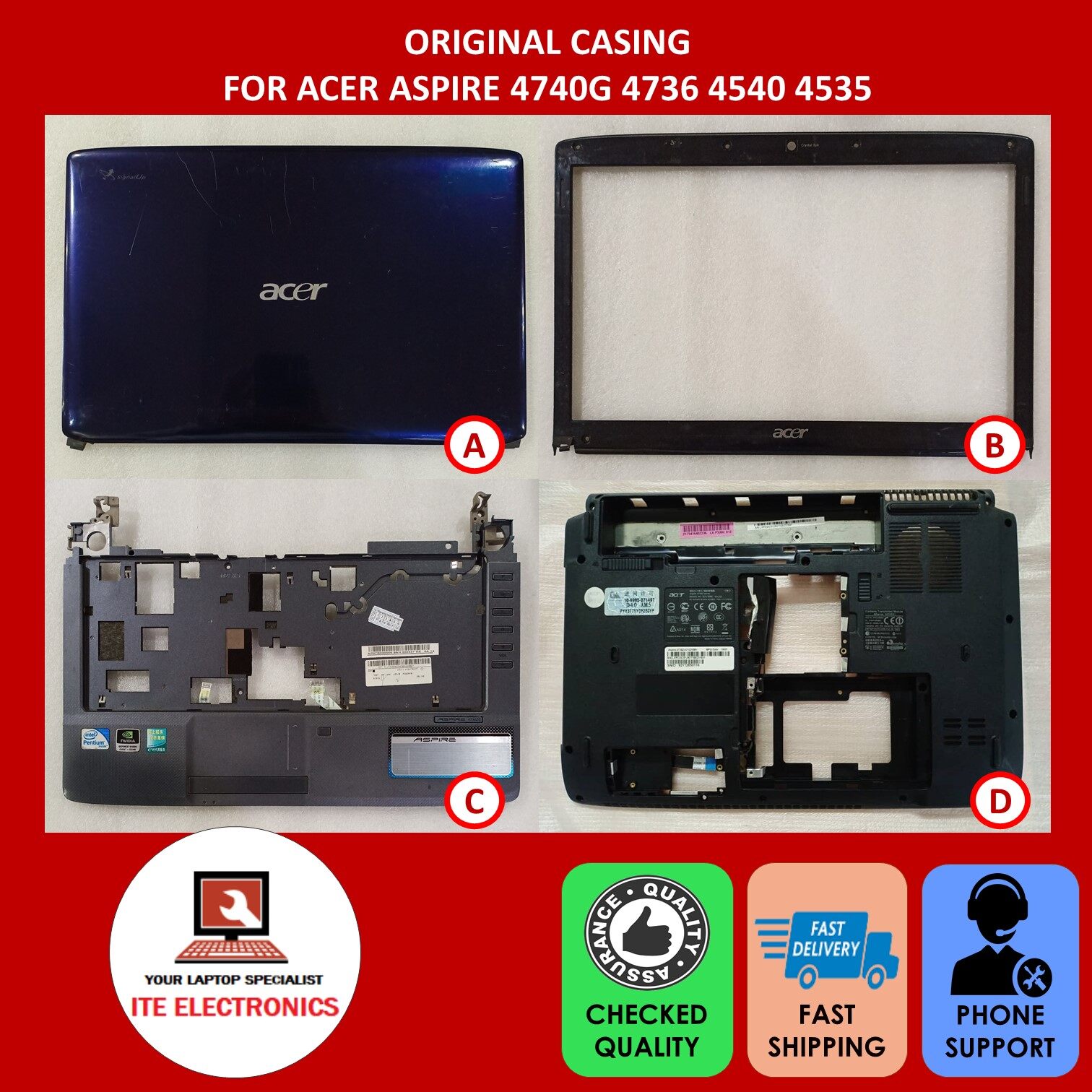 Acer aspire 4736z bottom case best sale