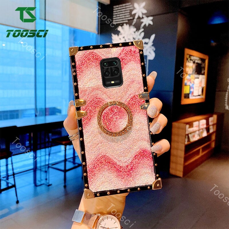 Toosci เคสโทรศัพท์ลายคลื่นสีไล่ระดับสี เคสโทรศัพท์แบบระยิบระยับสำหรับ Xiaomi Redmi Note 9 Pro