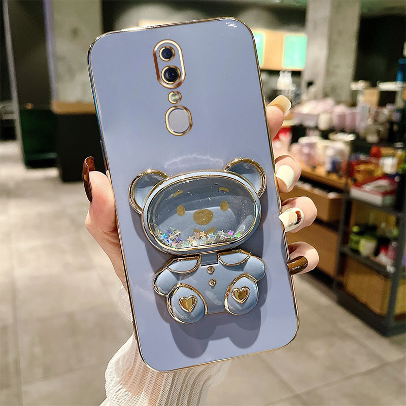 YBD Luxury Electroplated Mobile Phone Case for OPPO F11 with Sequins Quicksand Astronaut Bracket