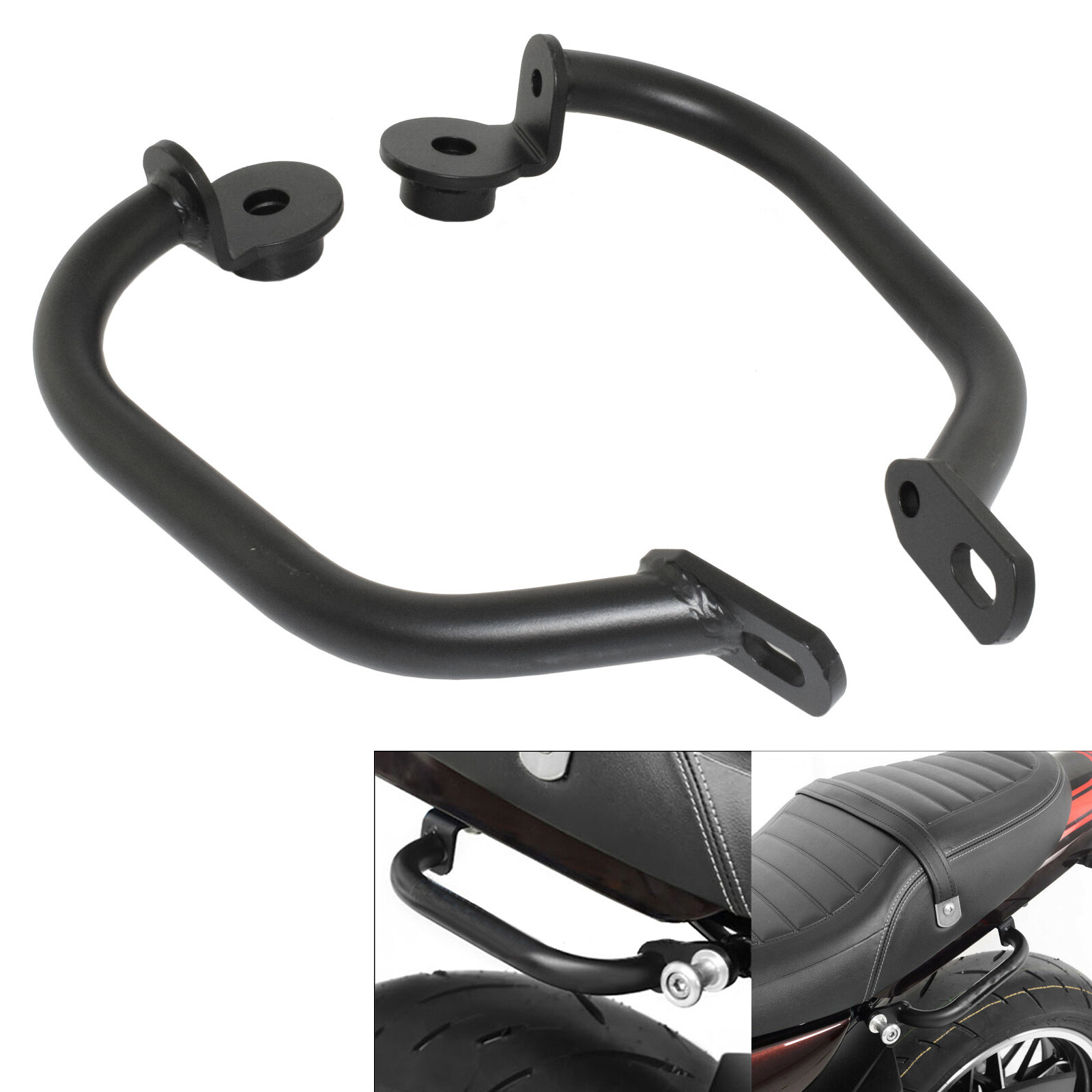 Black Motorcycle Parts Rear Back Passenger Pillion Tail Seat Handle ...