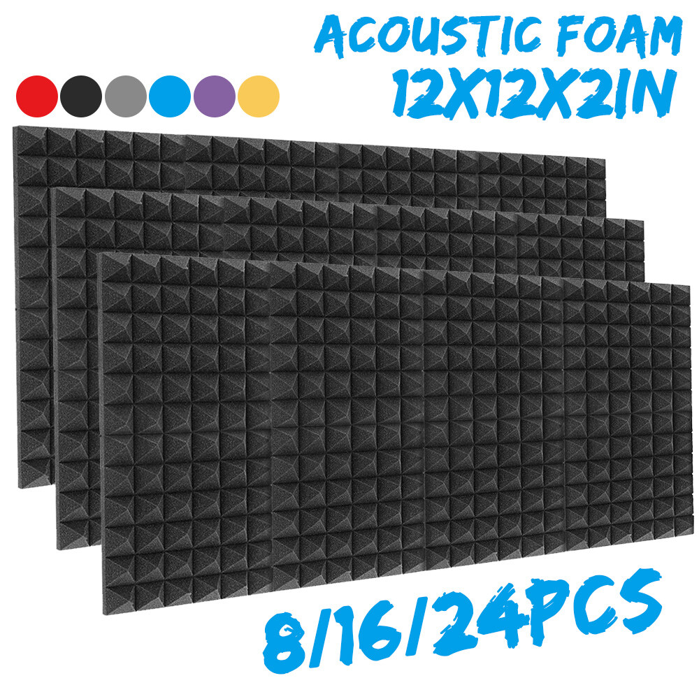 【Maximum Noise Absorption】 8/16pcs 30x30x5cm Thick Soundproof Studio Acoustic Foam Sound Absorbtion Proofing Panels Tiles Wedge Black/Blue/Purple/Yellow/Red/Gray