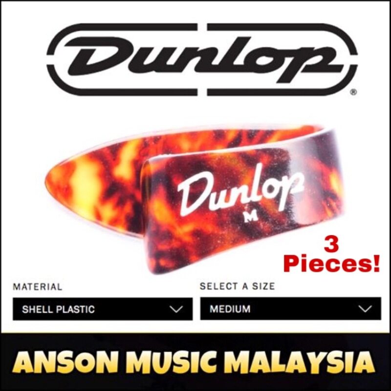 Jim Dunlop Shell Thumb Pick, Shell Plastic, Medium, 3 Pieces Malaysia
