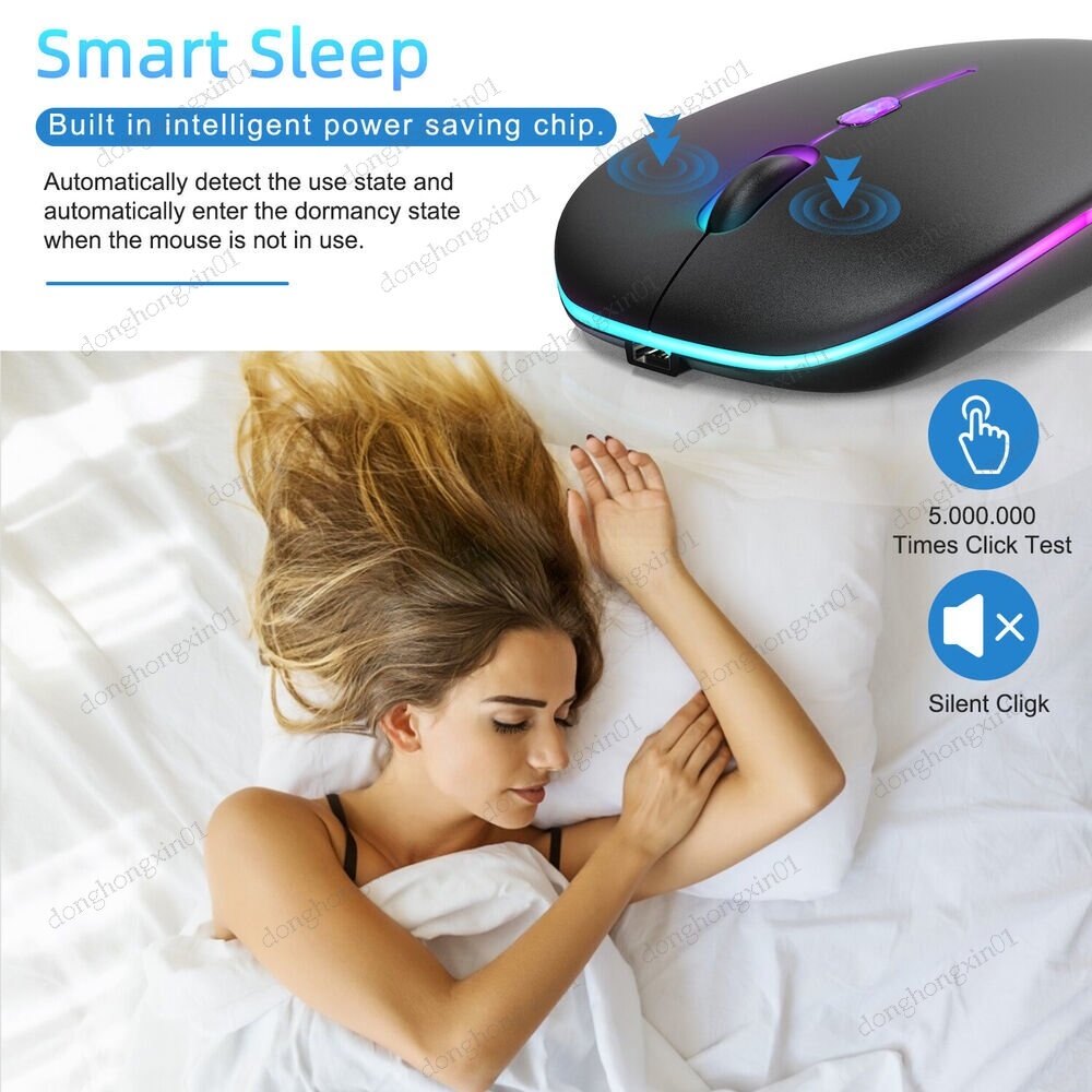 Wireless Mouse Bluetooth 2.4Ghz Receiver Optical Adjustable Wireless Mice Rechargeable for PC Laptop IPad
