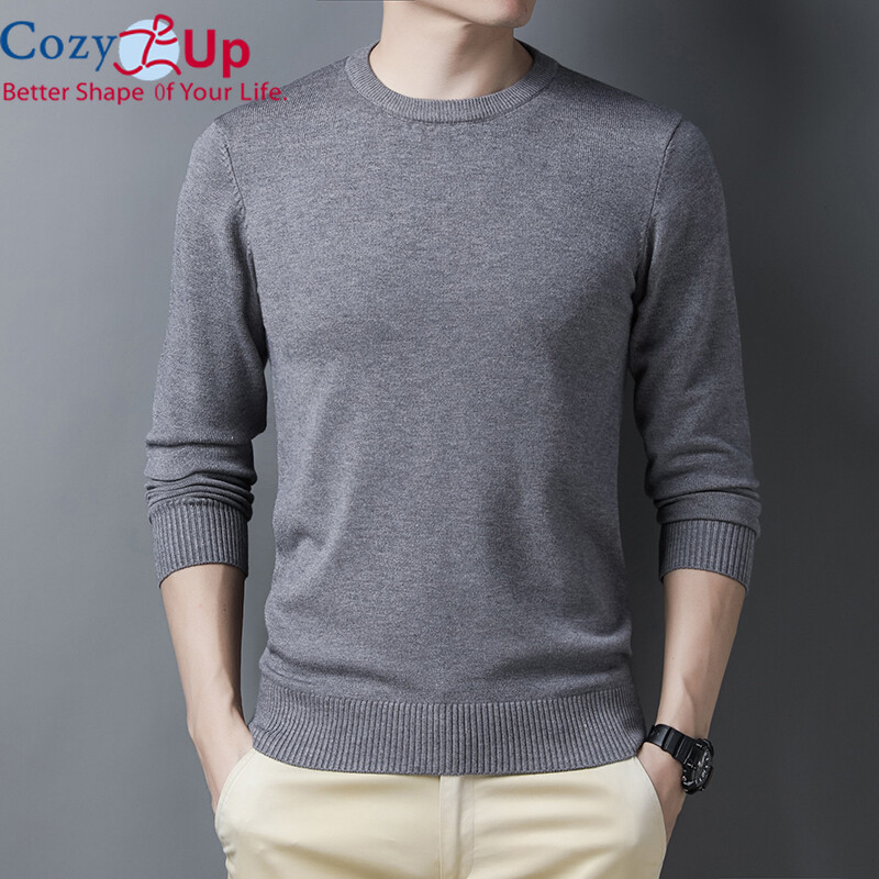 Áo Len Nam Dài Tay Cozy Up, Áo Len Dệt Kim Cổ Tròn, Mỏng, Màu Trơn