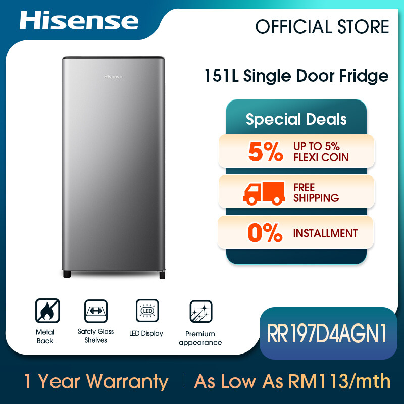 Hisense Single Door 1-Door 170L Fridge Refrigerator Peti Sejuk 冰箱 RR197D4AGN