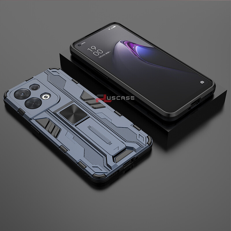 PlusCase for OPPO Reno8 5G Case Shockproof Kickstand Armor Camera Lens Protector Hard Back Cover