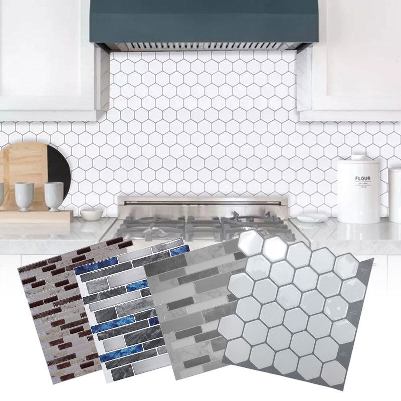 Hexagon For Kitchen Sticker White Self Adhesive 3D Wallpaper Vinyl  Backsplash Wall Tiles Bathroom Peel and Stick | Lazada Singapore