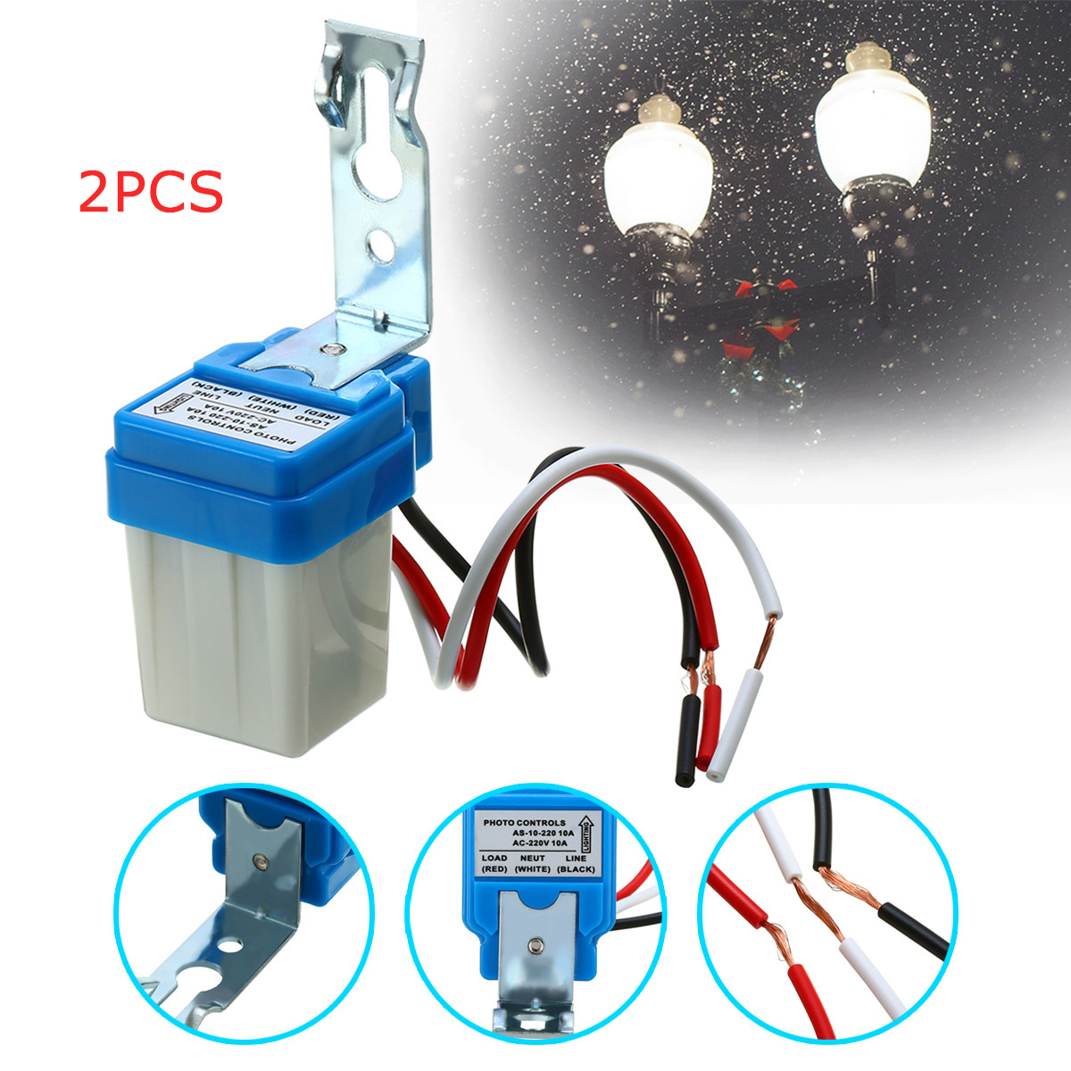 KEBIDU Cảm Biến Đèn Tự Động Bật Tắt Công Tắc Cảm Biến DC 12V 24V AC 110V 220V Công Tắc Quang Đèn Đường Photocell Công Tắc Bật Tắt Tự Động