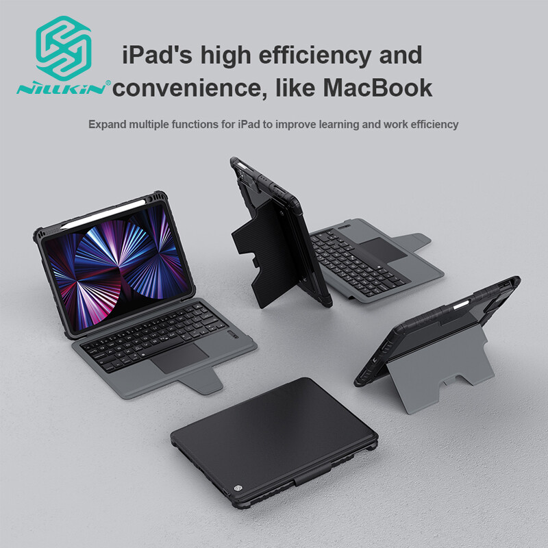 Nillkin 3 in 1 ipad protective case for ipad air 11 air 6 2024 ipad pro 12.9 11 2021 2020 2022 10.9 2020 2024 bluetooth keyboard case for ipad air 5 air 4 back cover