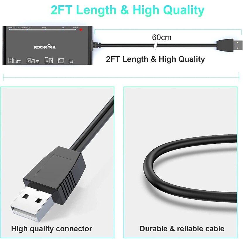 CNAGAIN Đầu Đọc 7 Trong 1 Nhiều Thẻ, USB 3.0 Đầu Đọc Thẻ Nhớ Cho SD/SDXC/SDHC/Micro SD/CF/XD/MS/MMC Thẻ Nhớ Máy Ảnh, Đầu Đọc/Ghi 7 Trong 1 Thẻ USB Đầu Đọc Thẻ SD