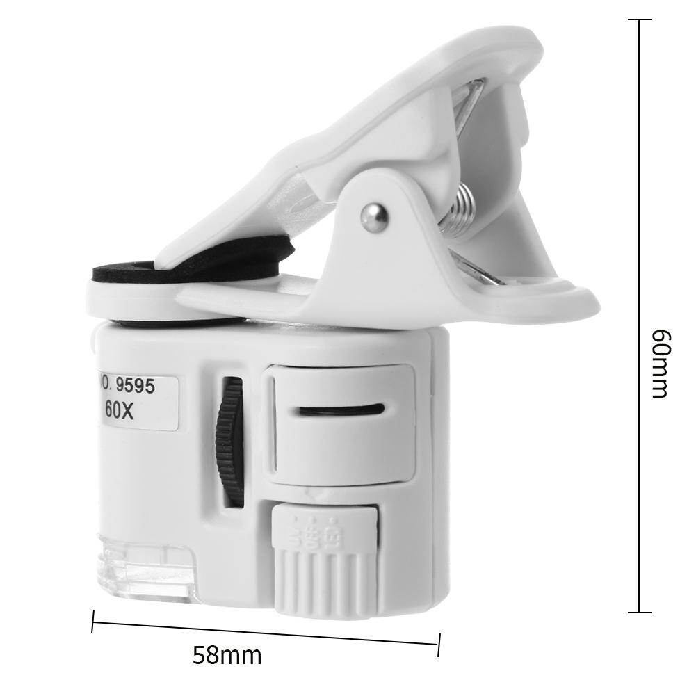 Kính Hiển Vi Điện Thoại Di Động 60X Thông Dụng Ống Kính Macro Kẹp Máy Ảnh Siêu Nhỏ Có Đèn LED