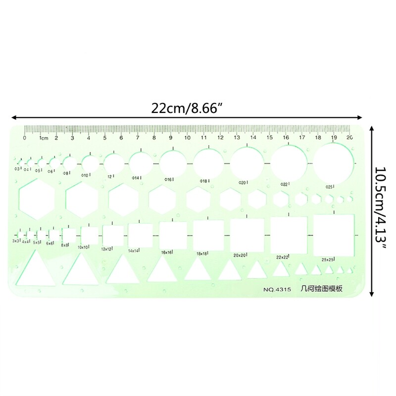 Geometric Plastic Circles Squares Hexagons Triangle Template Ruler Drawing Tool