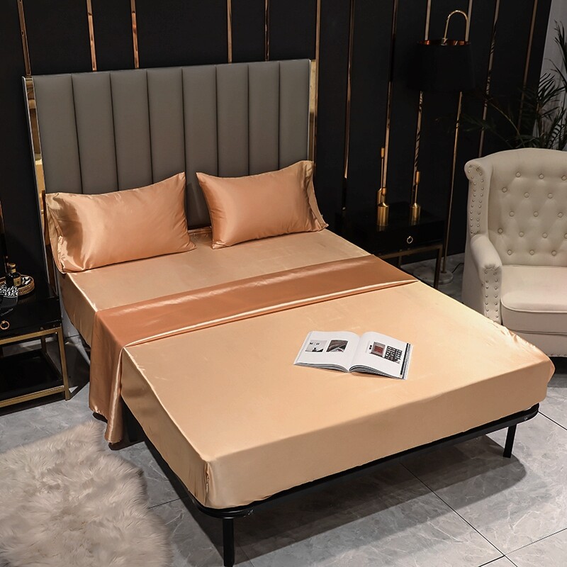 【Siêu Mềm 】Ga Trải Giường Màu Trơn Bằng Lụa Mềm Satin 7 Màu, Với Cao Su Chiều Cao Kích Thước Đơn/Toàn Bộ/Nữ Hoàng/Cỡ Lớn Chất Lượng 36Cm 100%