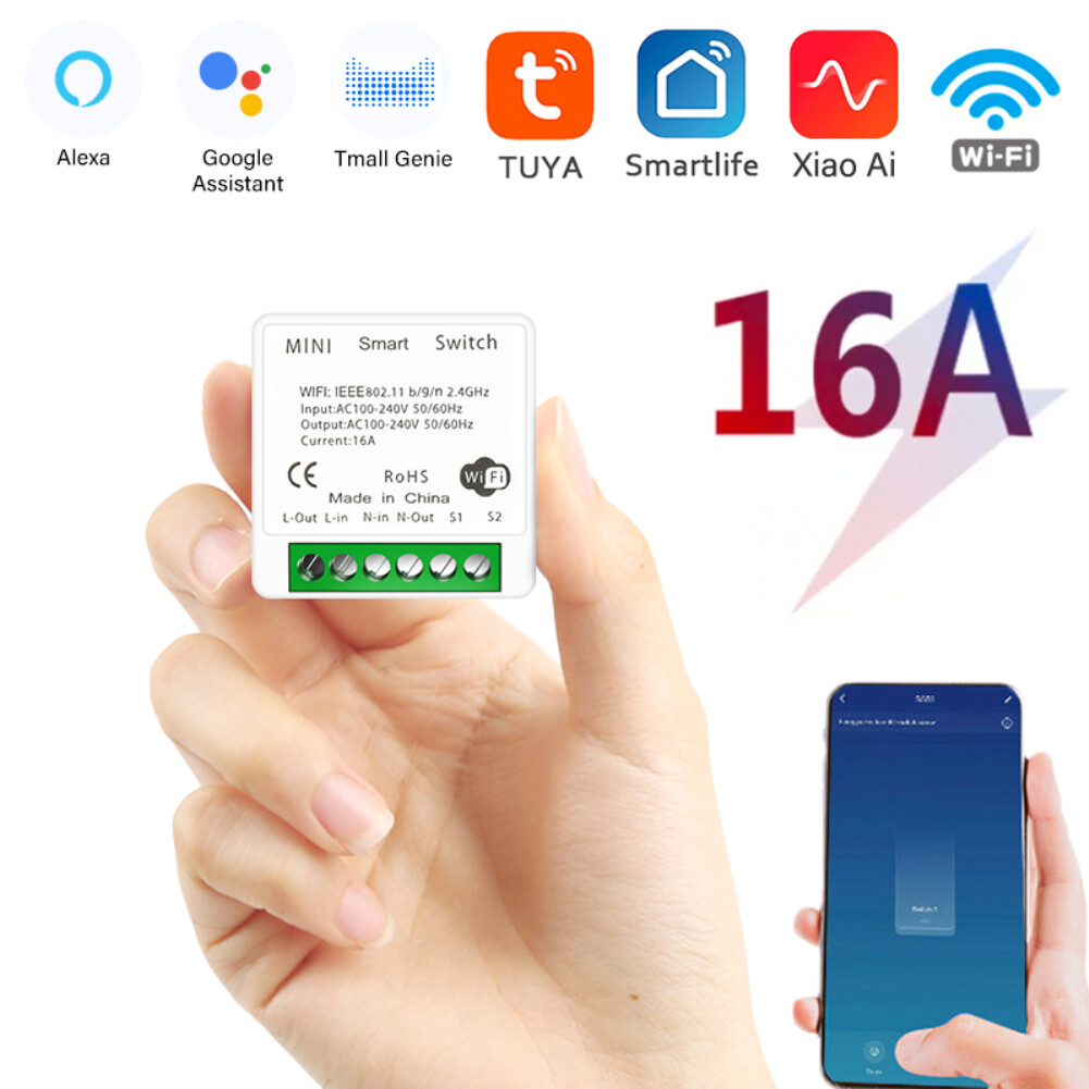 FLEWWER 16A Wifi MINI Công Tắc Thông Minh Supporte 2-Cách Thiết Bị Hẹn Giờ Điều Chỉnh Được Thiết Bị Chuyển Mạch Không Dây Nhà Thông Minh Tự Động Hóa Tương Thích Với Tuya Alexa Google Nhà