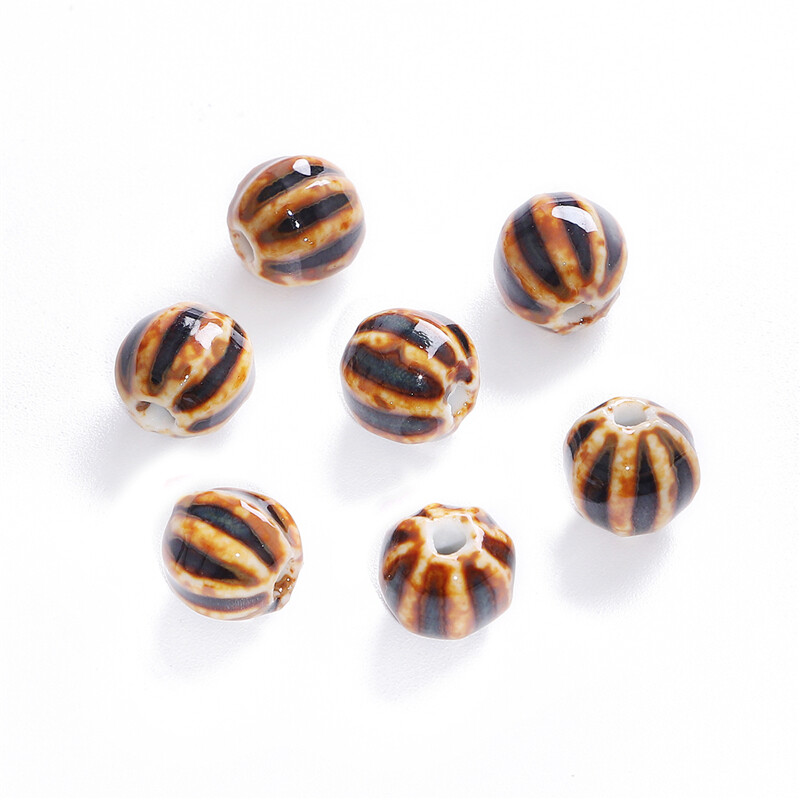 10pcs/Bag 11mm High Quality Unique Delicate Chinese Ceramic Porcelain Watermelon Shape Beads Charm For Earring Necklace Bracelet DIY Jewerlry Craft Making Accessories