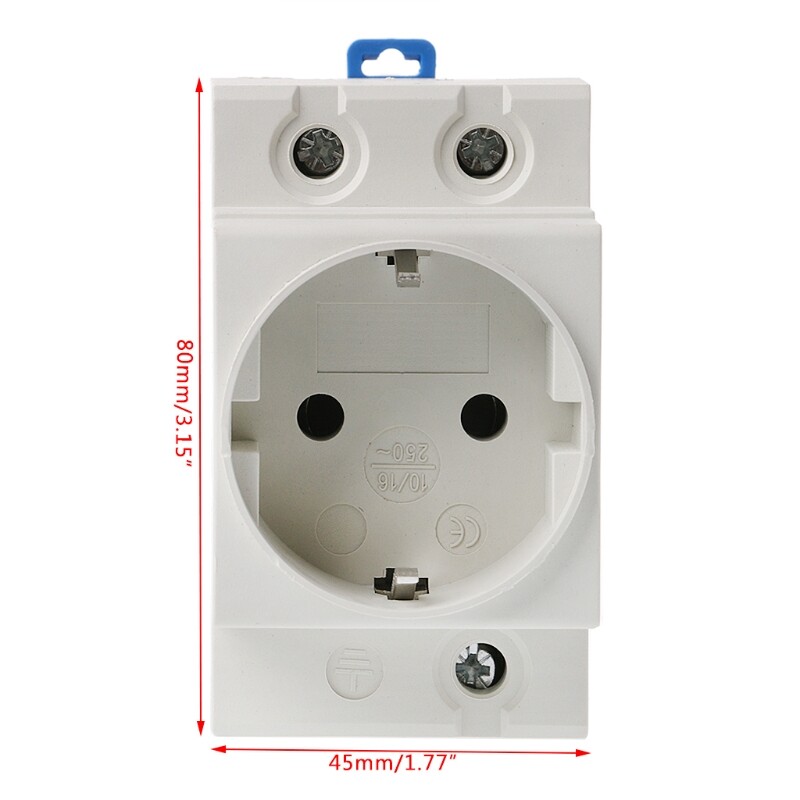 EU Type 35mm DIN Rail Mount AC Power Socket 16A 250V AC Connector