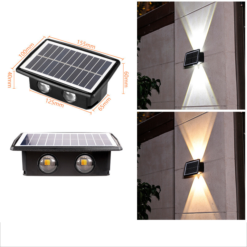 Solar lamp courtyard house wall lamp outdoor waterproof wall washing lamp villa spotlights up and down double-headed high-brightness wall lamp