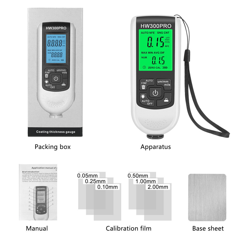 Aideepen Coating Thickness Gauge HW300PRO Best Digital Meter for