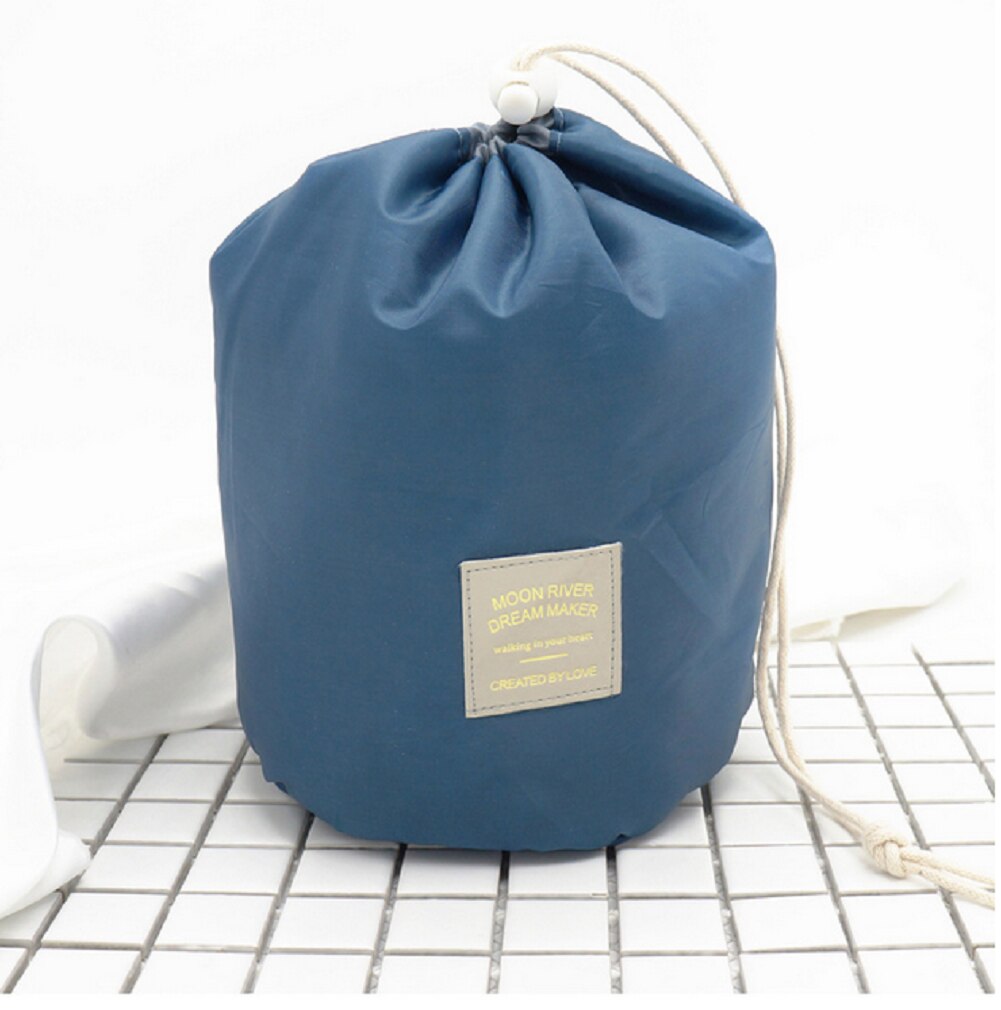 Multifunctional Cosmetic Toiletry Organizer Cylindrical Drawstring Large Capacity Travel Storage Bag Practical Foldable