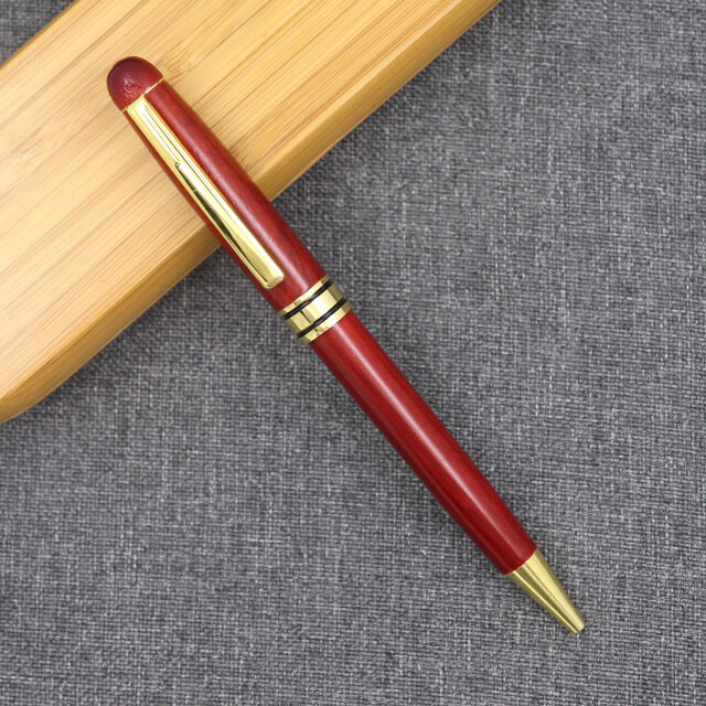 Sandalwood Material Signature Pen Creative Rotating Wood Ballpoint Pen Personality Business Retro Ball Pen Office Writing Tools