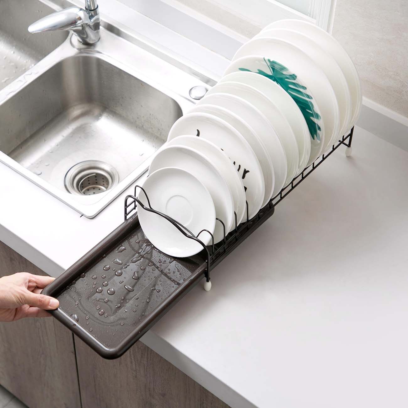 CNMF Iron Dish Rack Bowl Plate Storage Rack Sink Accessories Kitchen Organizer Space Saver
