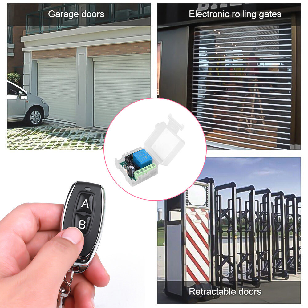 10PCS Universal 433MHz Wireless Remote Control Switch Kit with ON/OFF Receiver Module for Garage Door, Lights, Water Pump