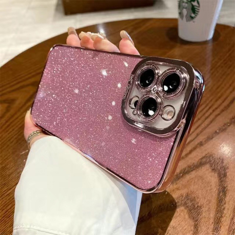 🔥 CSCR Luxury Shiny Glitter Plating Phone Case For iPhone 11 12 13 14 Pro Max double layer clear Cases for iphone 6 6s 6Plus 6s Plus 7 8 Plus X XR XS Max Protective Cover