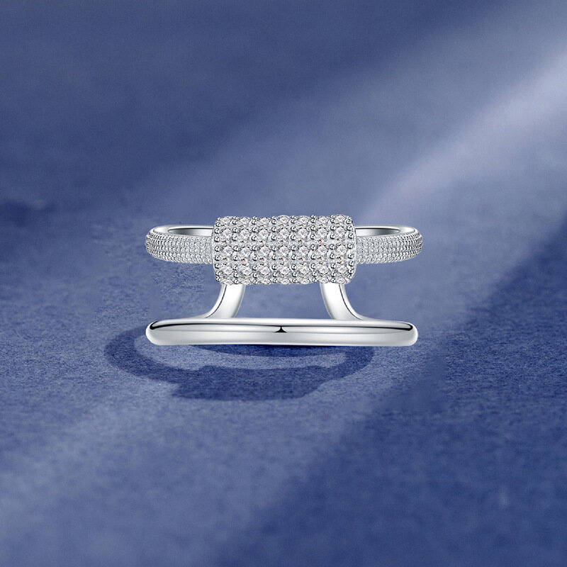 Bestone Double Pieced Micro-set Sterling Silver Ring for Women