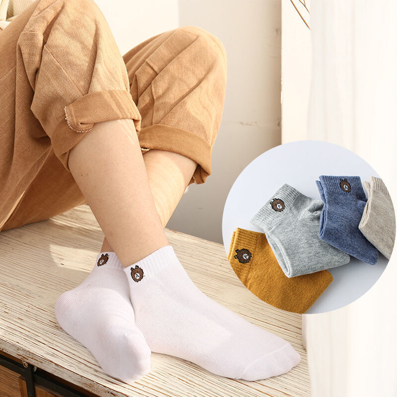 1 đôi Vớ , Tất Cổ Ngắn Hình Con Gấu ( Brown)