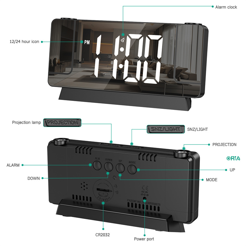 Oria Digital Projection Clock With Ceiling Display ORIA Projection ...