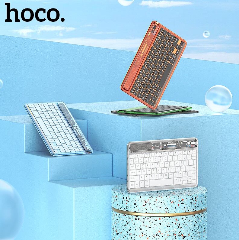 HOCO S55 100% เดิมแท้ใสแป้นพิมพ์ไร้สาย BT แป้นพิมพ์5ที่มีสีสันแบบชาร์จ ...