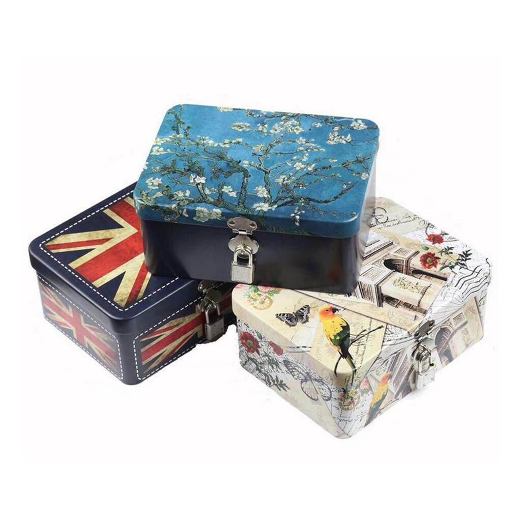 Blesiya Locked tinplate Metal Collection Iron Storage Box
