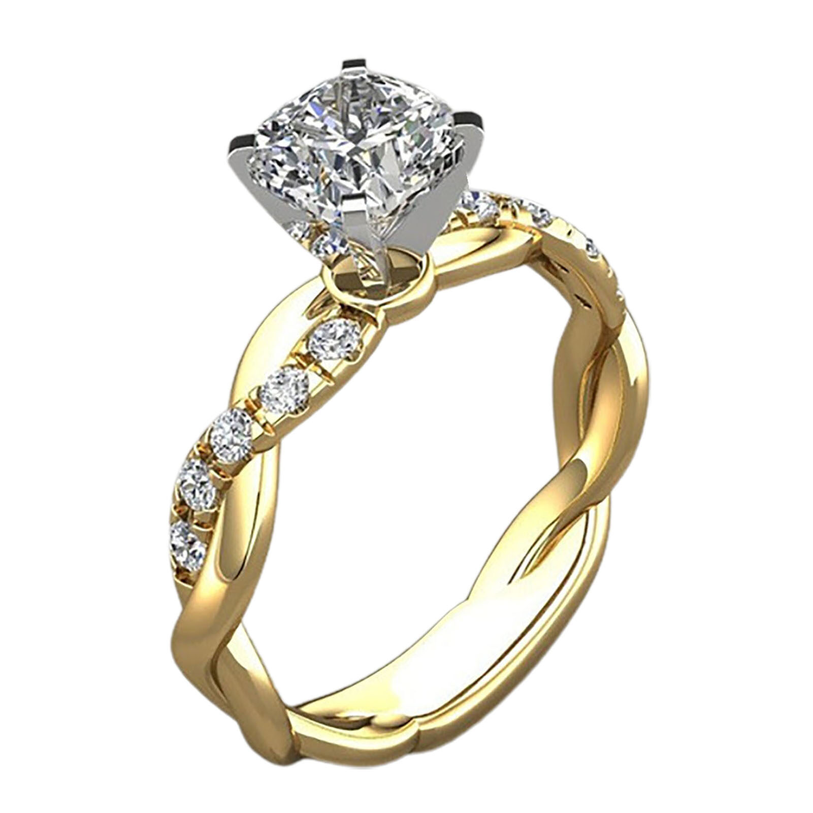 Talent Star Nhẫn Đính Hôn Xoắn Kim Cương Giả Lãng Mạn Tinh Tế Cho Nữ, Phụ Kiện Trang Sức