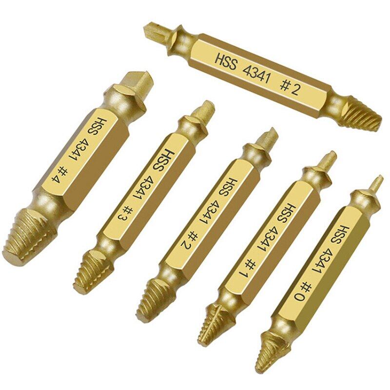 6pcs Damaged Screw Extractor Drill Bit Set Easily Out Broken Screw Bolt Remover Stripped Screws Extractor Demolition Tools