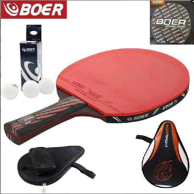 Quà Giáng sinh Best Quality Carbon Rod Table Tennis Racket with Rubber Pen Short Racket Long Handle Attack Local delivery