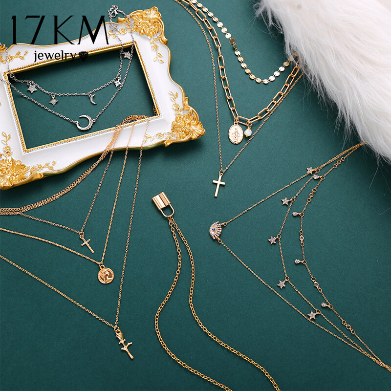 Dây Chuyền Nhiều Lớp Màu Vàng Boho Cho Phụ Nữ Đồng Xu Trái Tim Hoa Sao Vòng Cổ Mặt Dây Chuyền Dân Tộc Nữ Trang Sức Quà Tặng