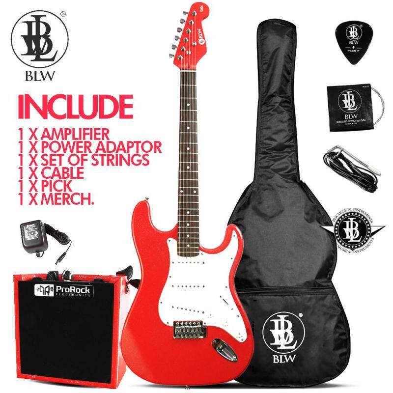BLW Glitz Stratocaster Style Electric Guitar Starter Beginner Pack comes with Amplifier, Bag, Cable, Strings, Pick and Merchandise Sticker Malaysia