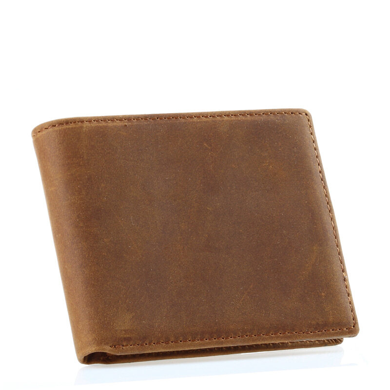 Royal Bagger Slim Wallet for Men Genuine Cow Leather Card Holder Clip Purse Retro Style Crazy Horse Leather Short Wallets Fashion Casual For Cool Man