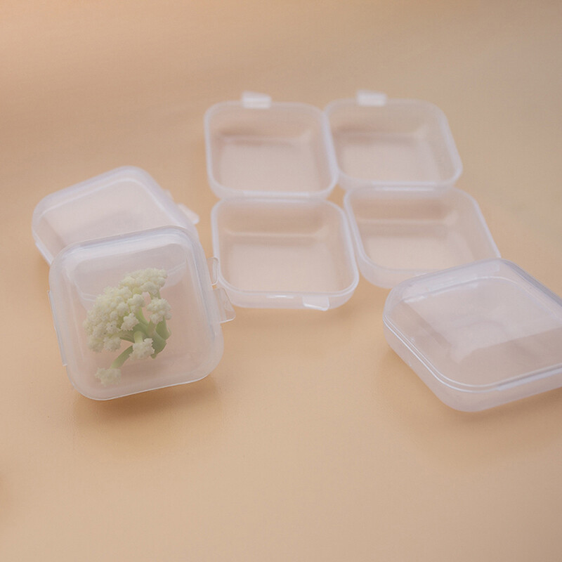 [Buytra] 10pcs Small Box Square Transparent Plastic Box Jewelry Storage Case Container