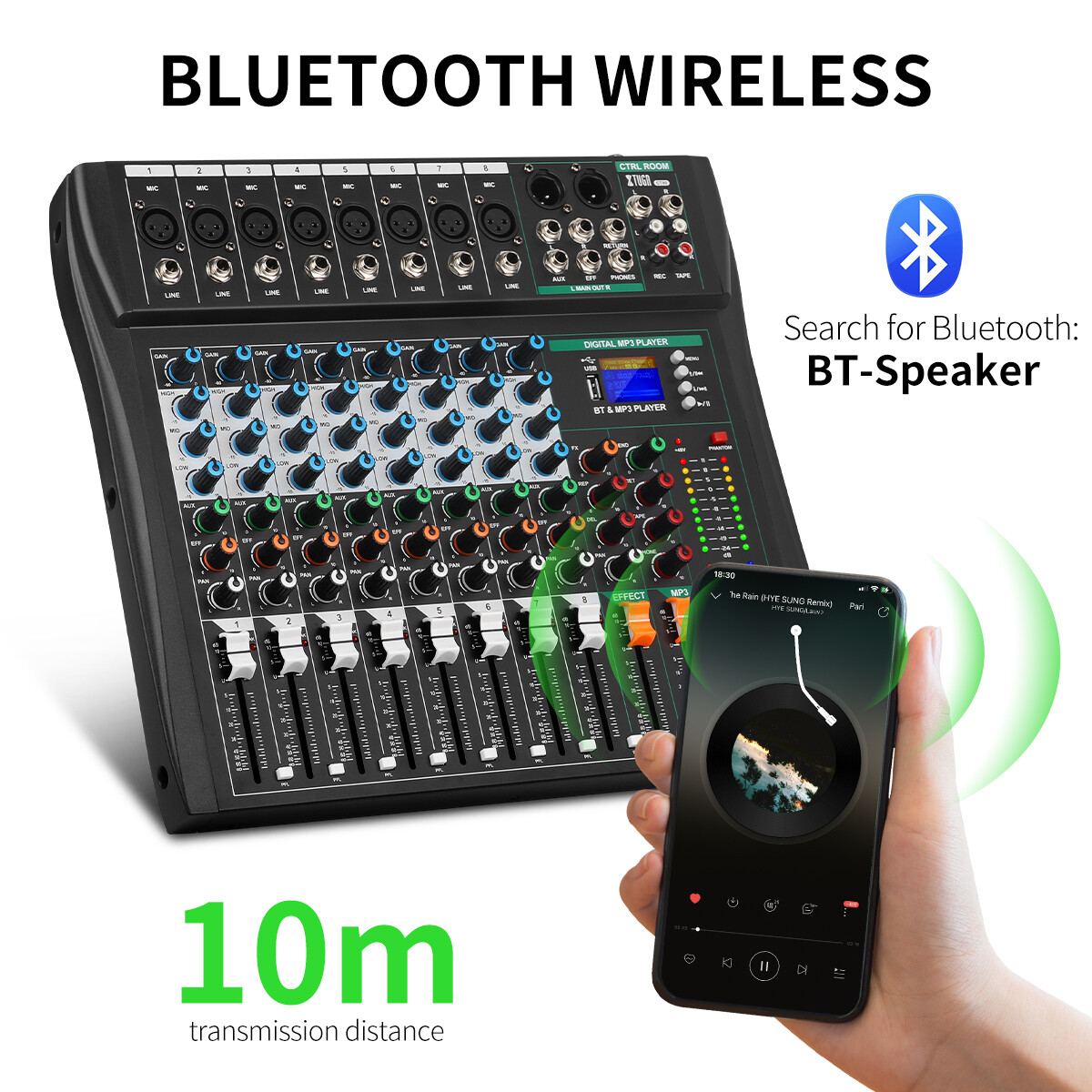 XTUGA CT80 Professional Channel Audio Mixer DJ Console Audio