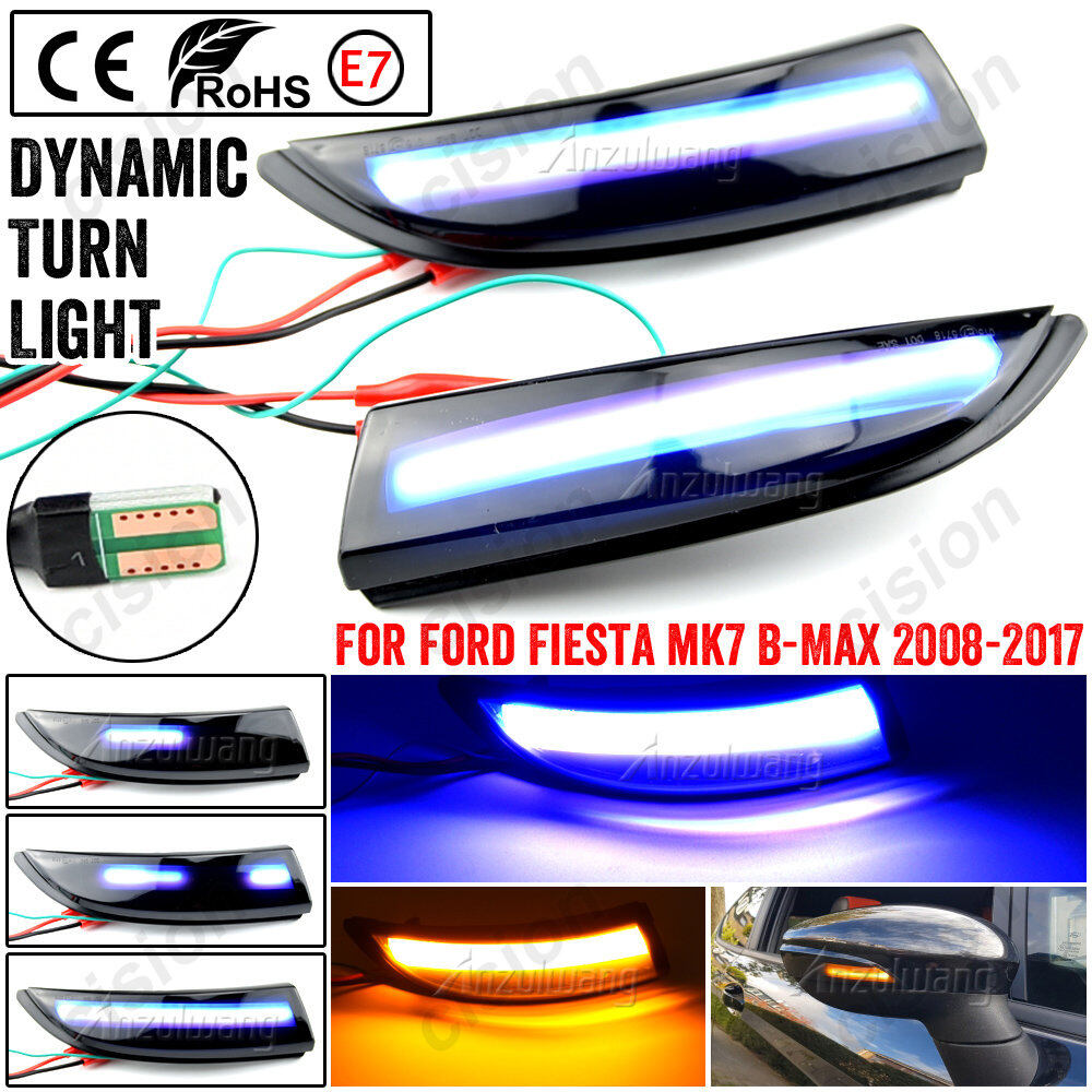 1 pair dynamic turn signal light led side rearview mirror sequential indicator lamp for ford fiesta mk7 2008-2017 b-max b232